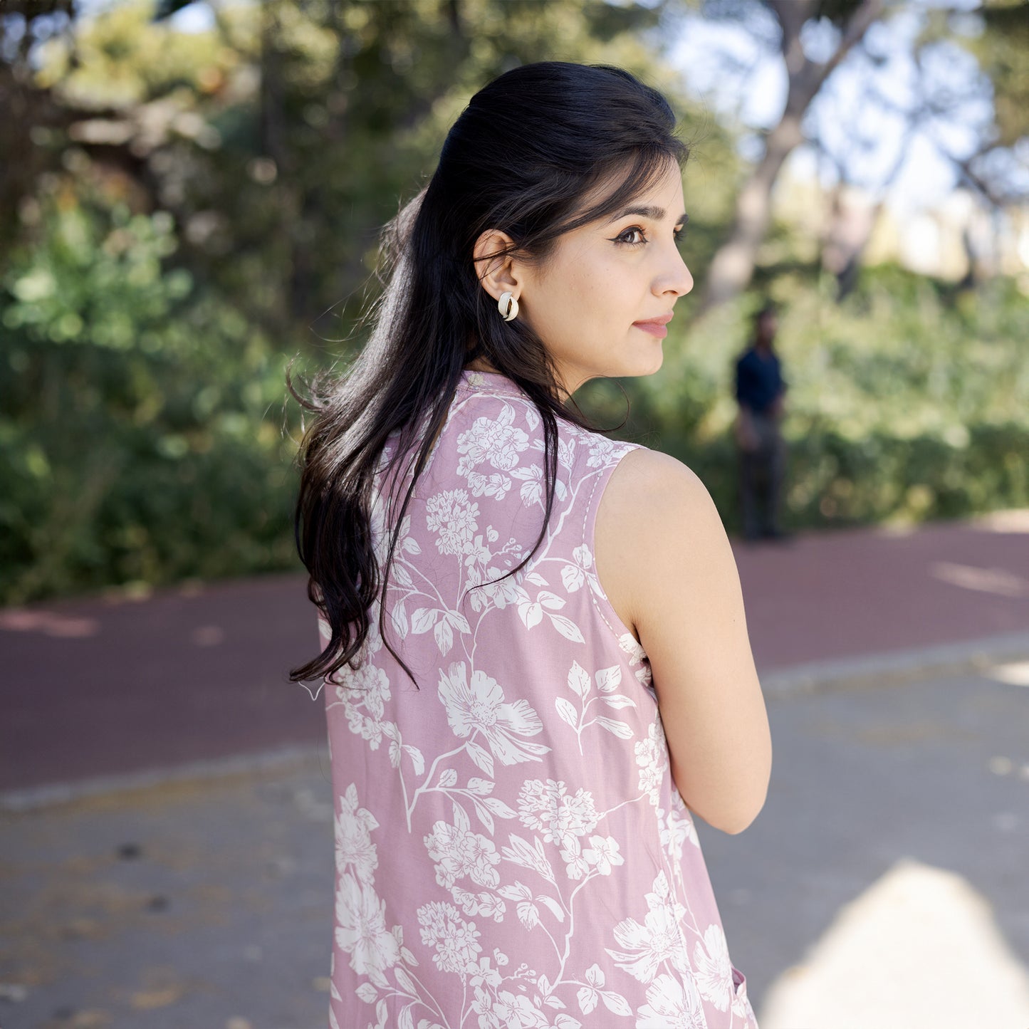 Pink Floral Elegance Cotton Rayon Co-ord Set – 2-in-1 Wear with Attachable Sleeves