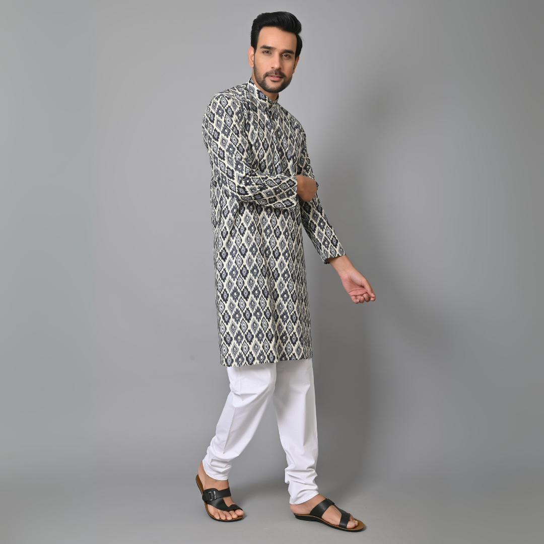 Ikat Printed Long Kurta