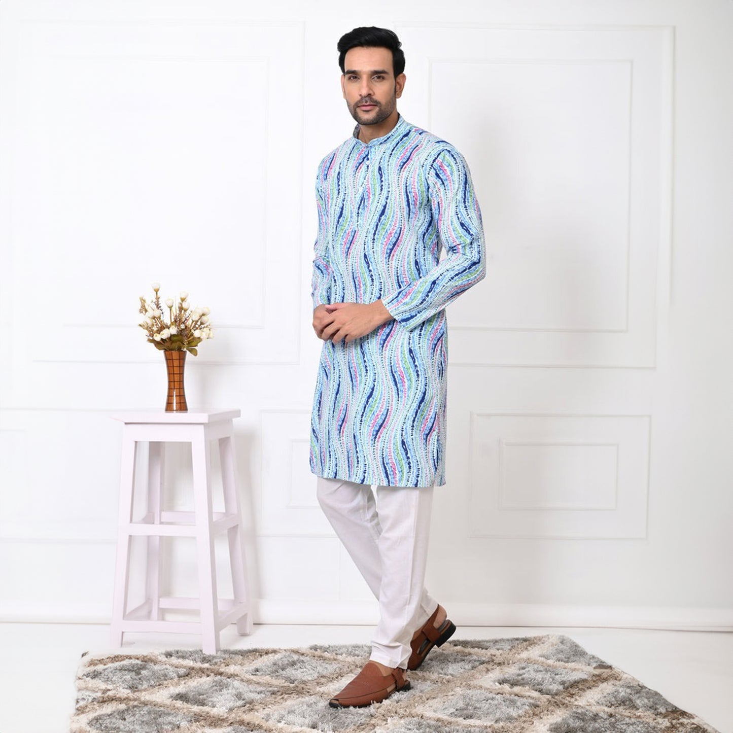 Blue Shibori Multicolor long kurta