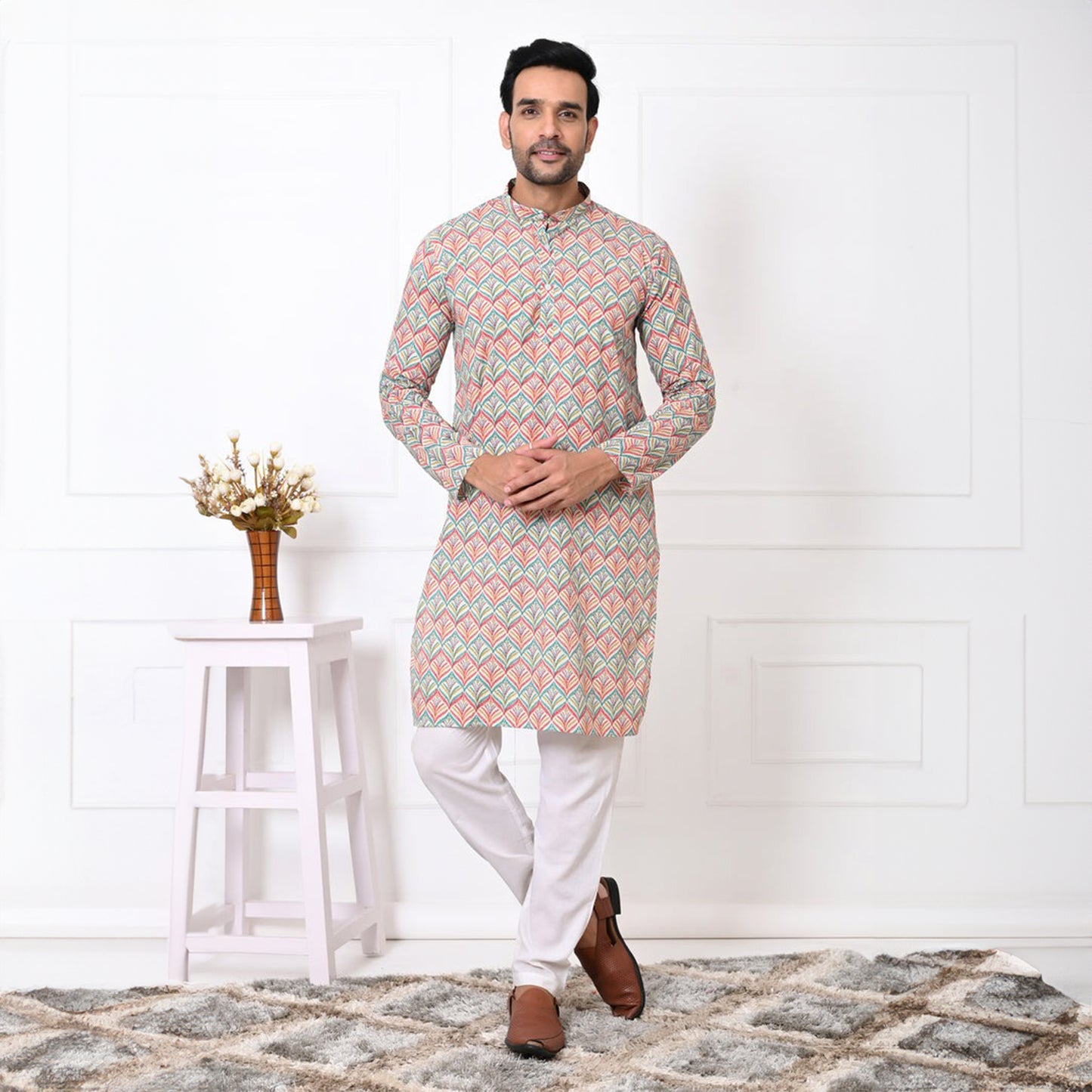 Blossom Leafy Printed Long Kurta