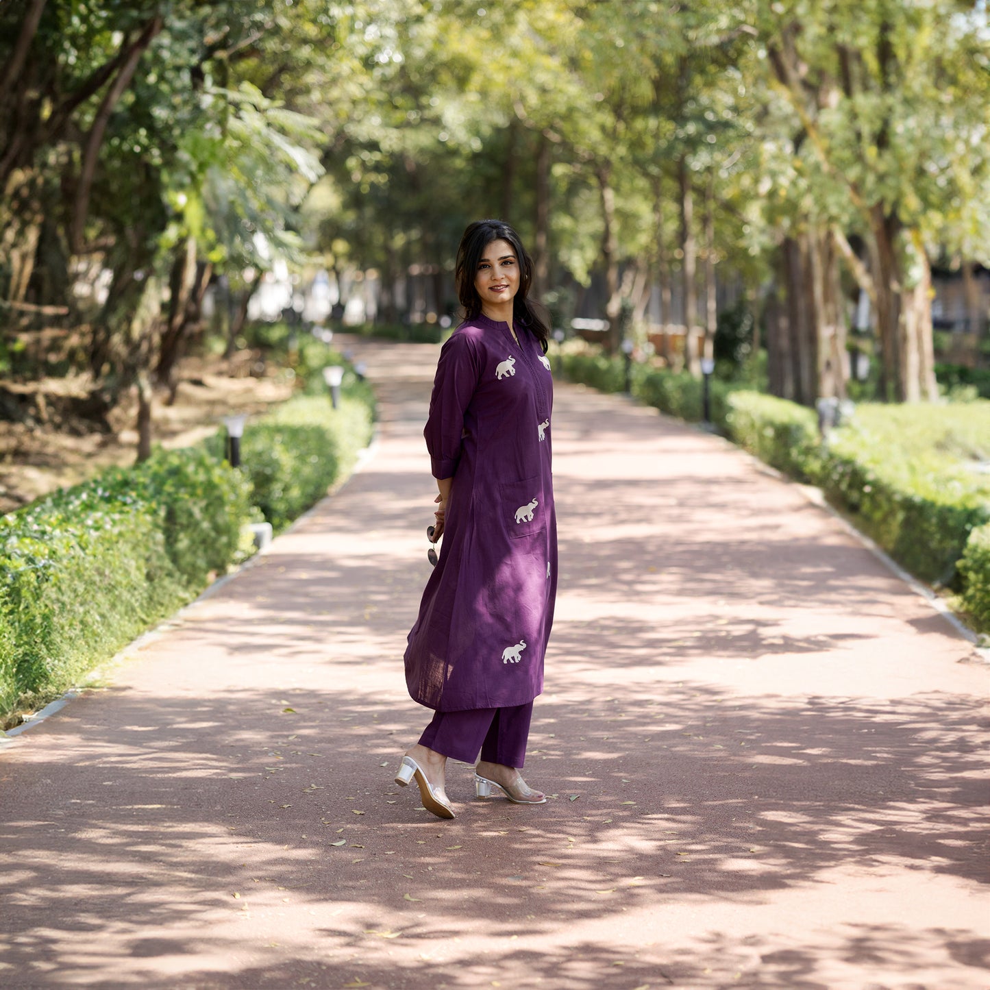 Royal Elephant Purple Cotton Co-ord Set