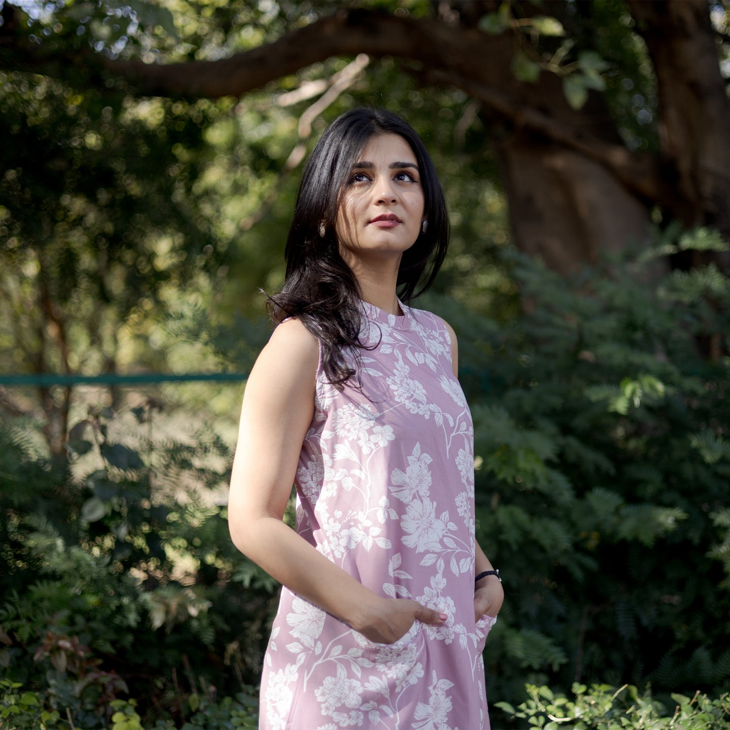 Pink Floral Elegance Cotton Rayon Co-ord Set – 2-in-1 Wear with Attachable Sleeves