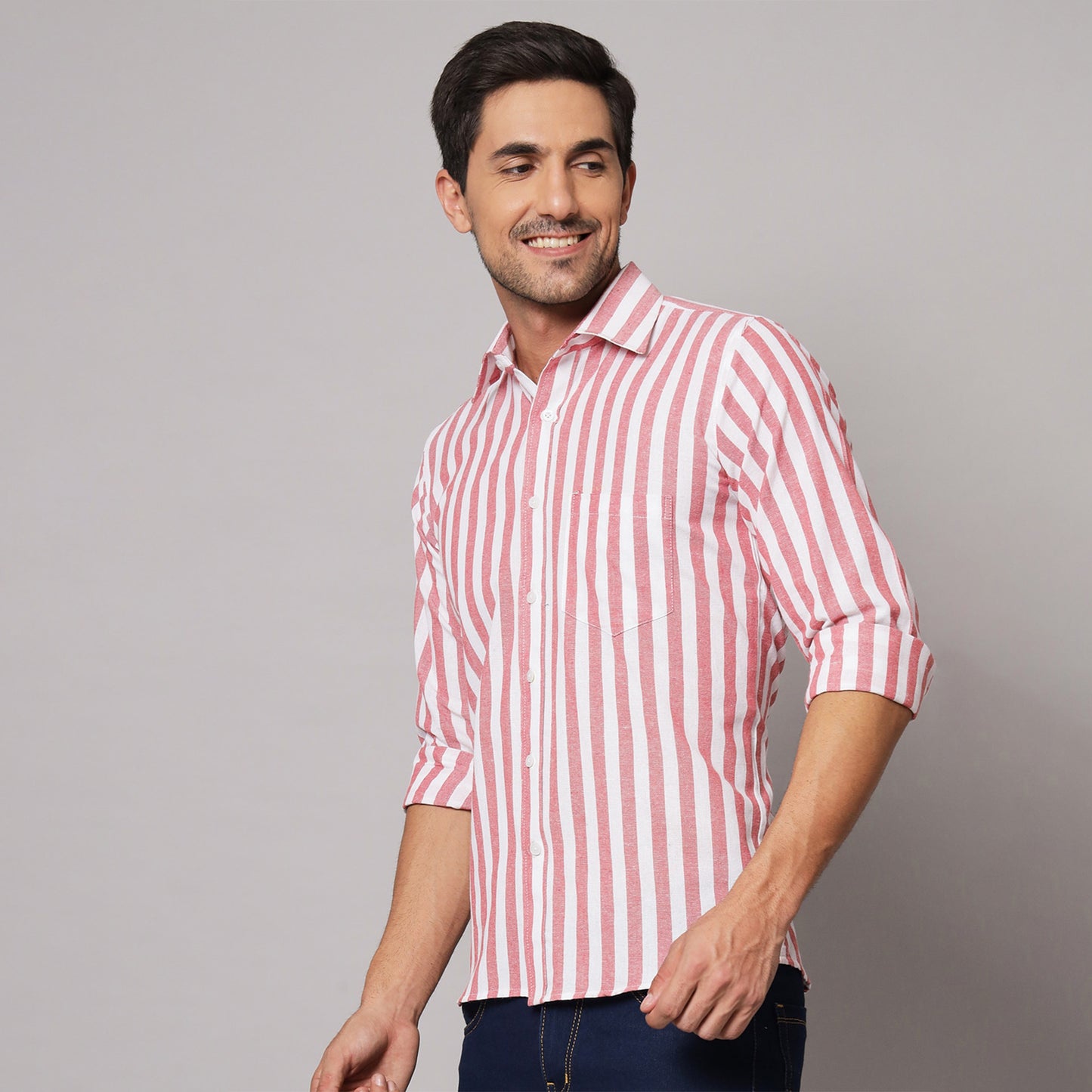 Red Striped Shirt – Cotton & Linen Blend | Koash by Nidhi Collection
