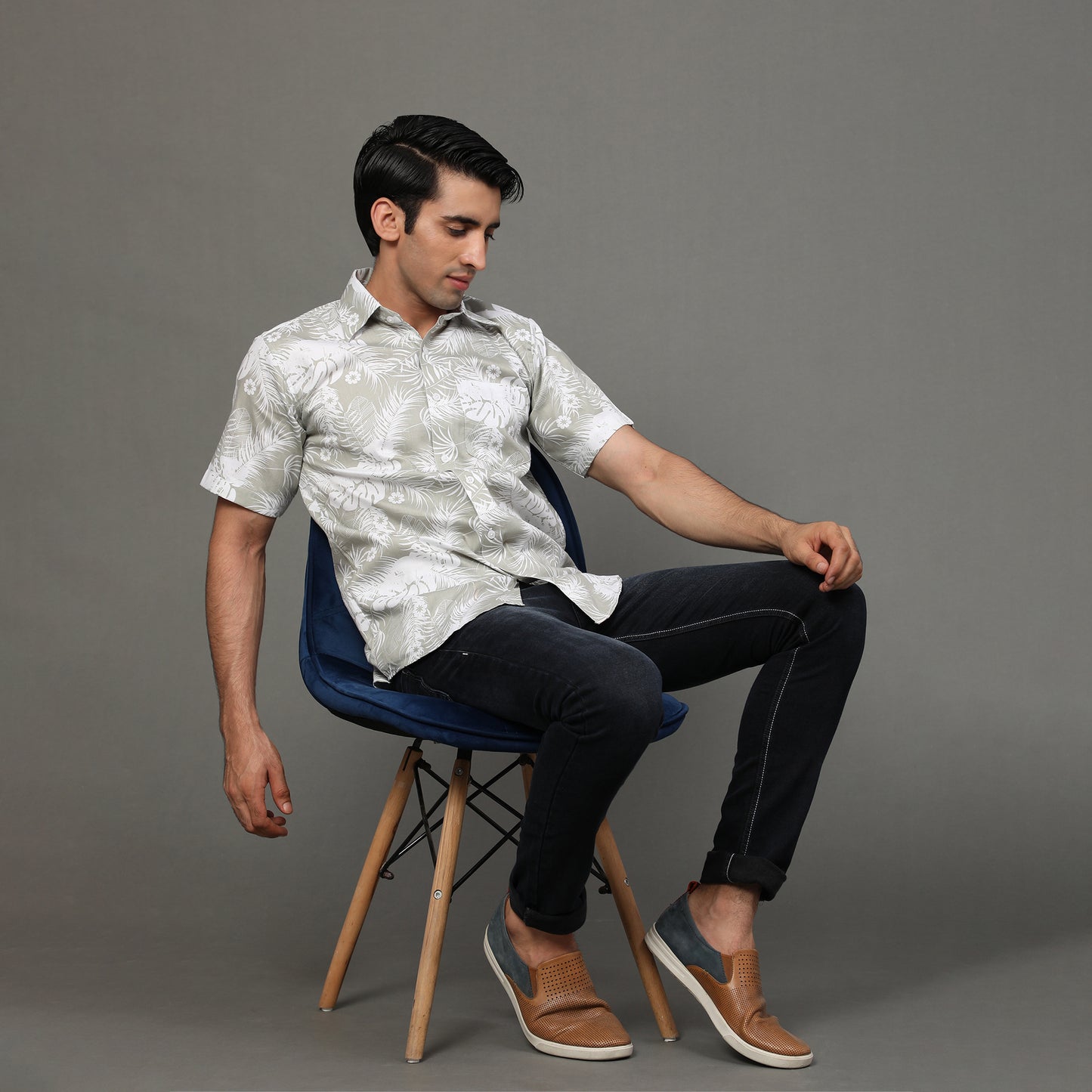 Palm Printed Cotton Shirt | Koash by Nidhi Collection
