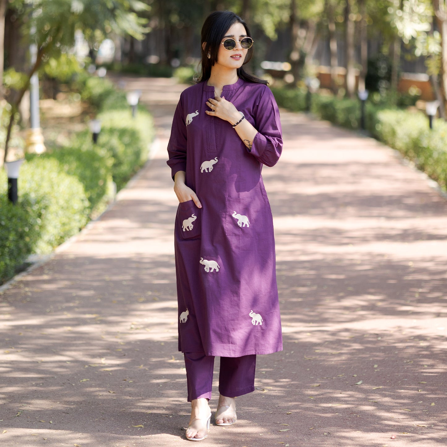 Royal Elephant Purple Cotton Co-ord Set