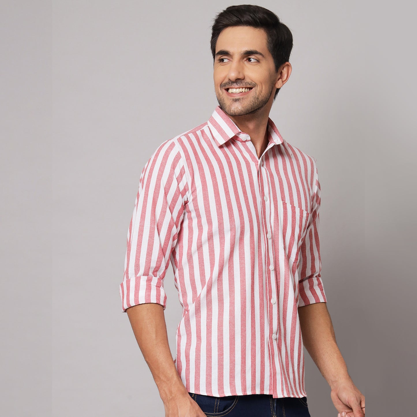 Red Striped Shirt – Cotton & Linen Blend | Koash by Nidhi Collection