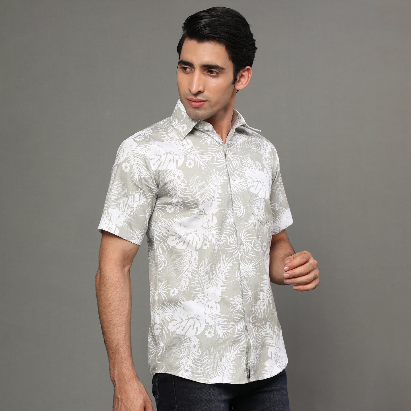 Palm Printed Cotton Shirt | Koash by Nidhi Collection