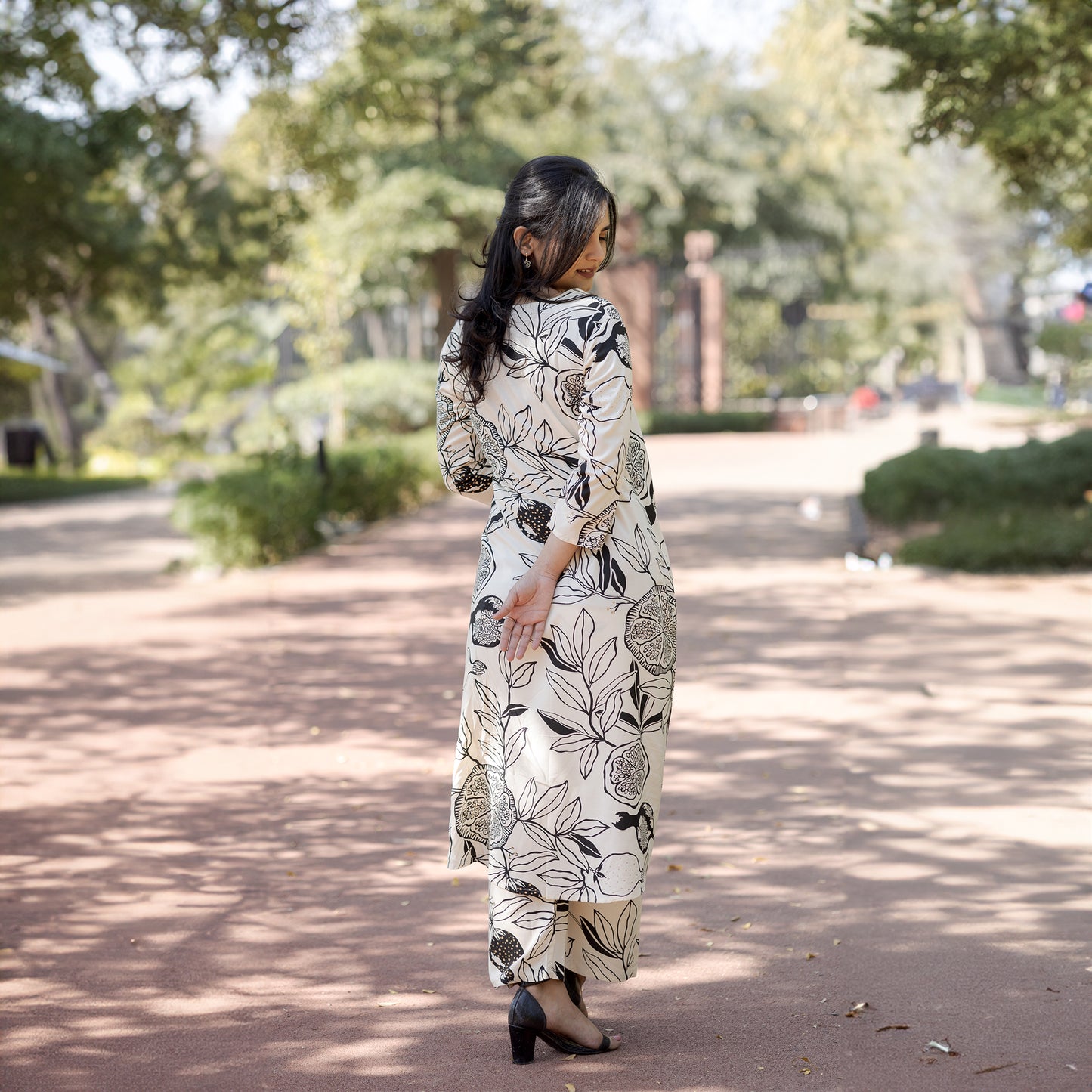Botanical Noir Cotton Rayon Co-ord Set