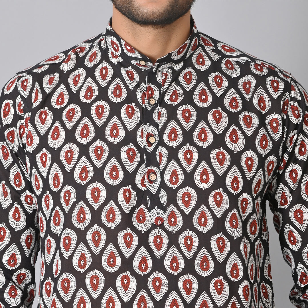 Black Petal Short Kurta