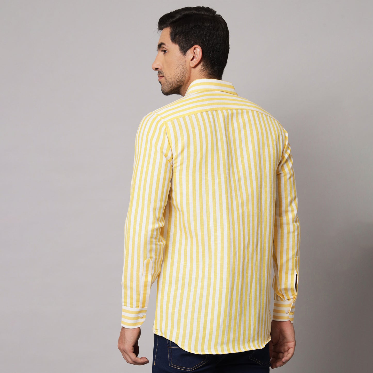 Yellow Striped Shirt – 100% Linen | Koash by Nidhi Collection