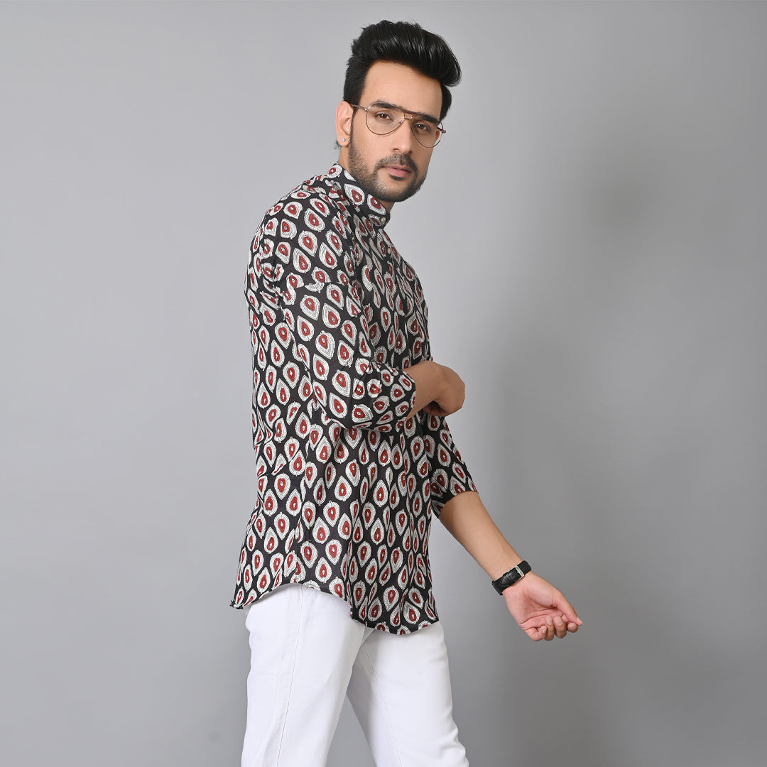 Black Petal Short Kurta