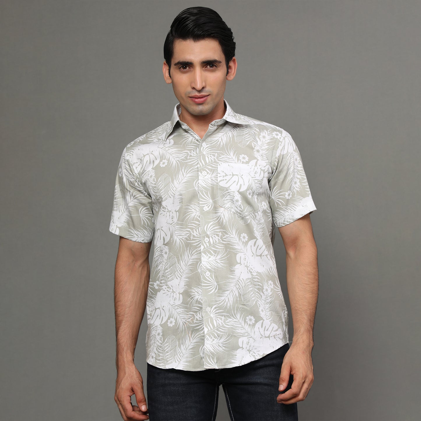 Palm Printed Cotton Shirt | Koash by Nidhi Collection