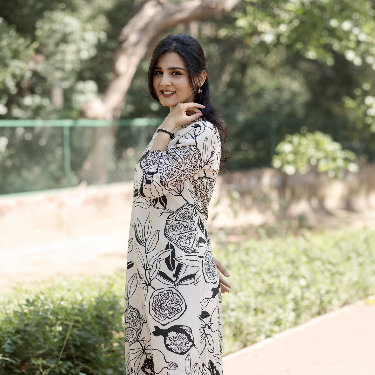 Botanical Noir Cotton Rayon Co-ord Set