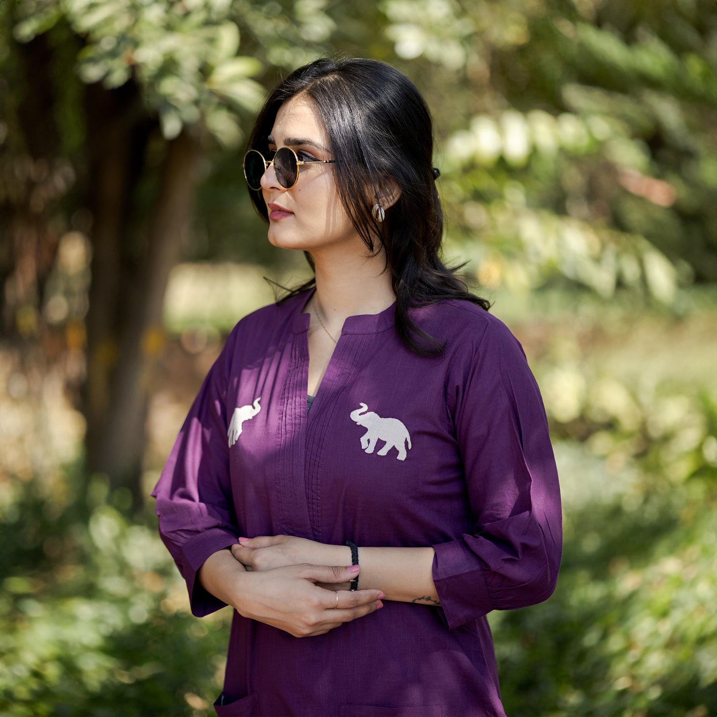 Royal Elephant Purple Cotton Co-ord Set