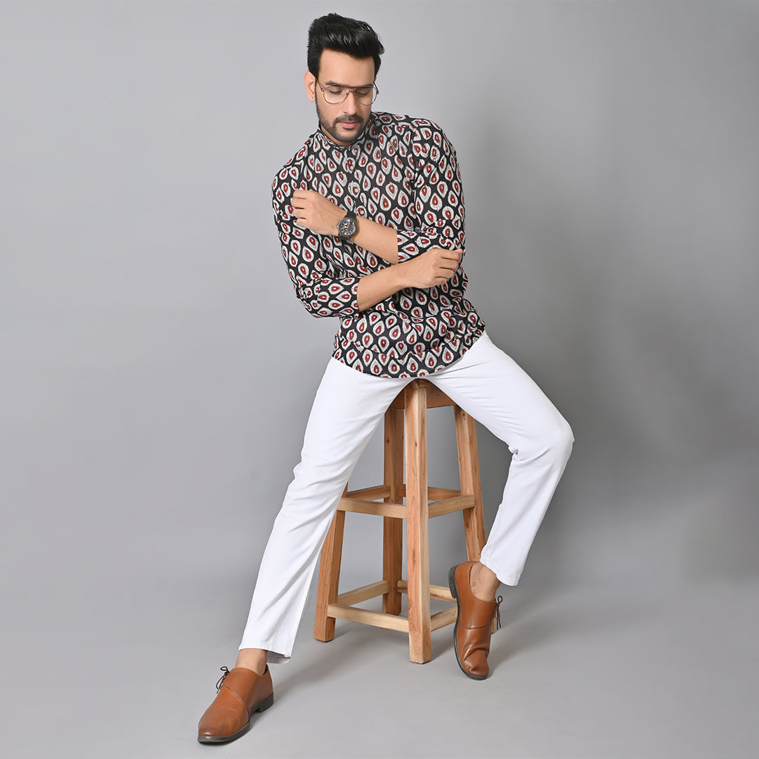 Black Petal Short Kurta