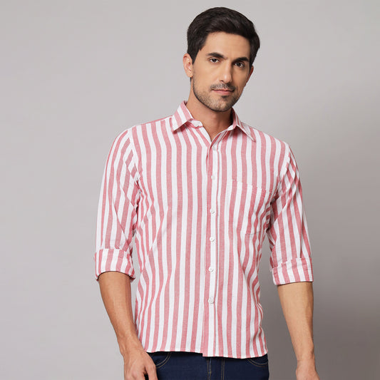 Red Striped Shirt – Cotton & Linen Blend | Koash by Nidhi Collection