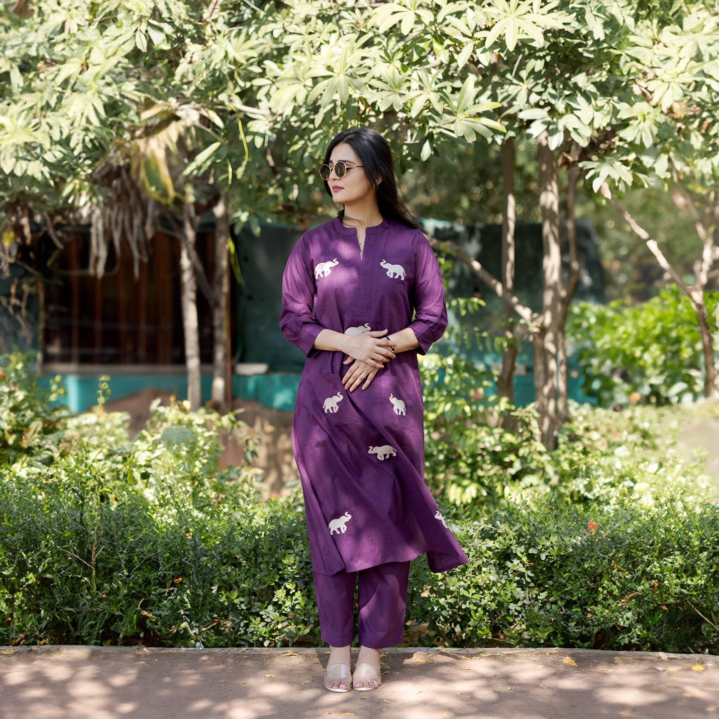 Royal Elephant Purple Cotton Co-ord Set