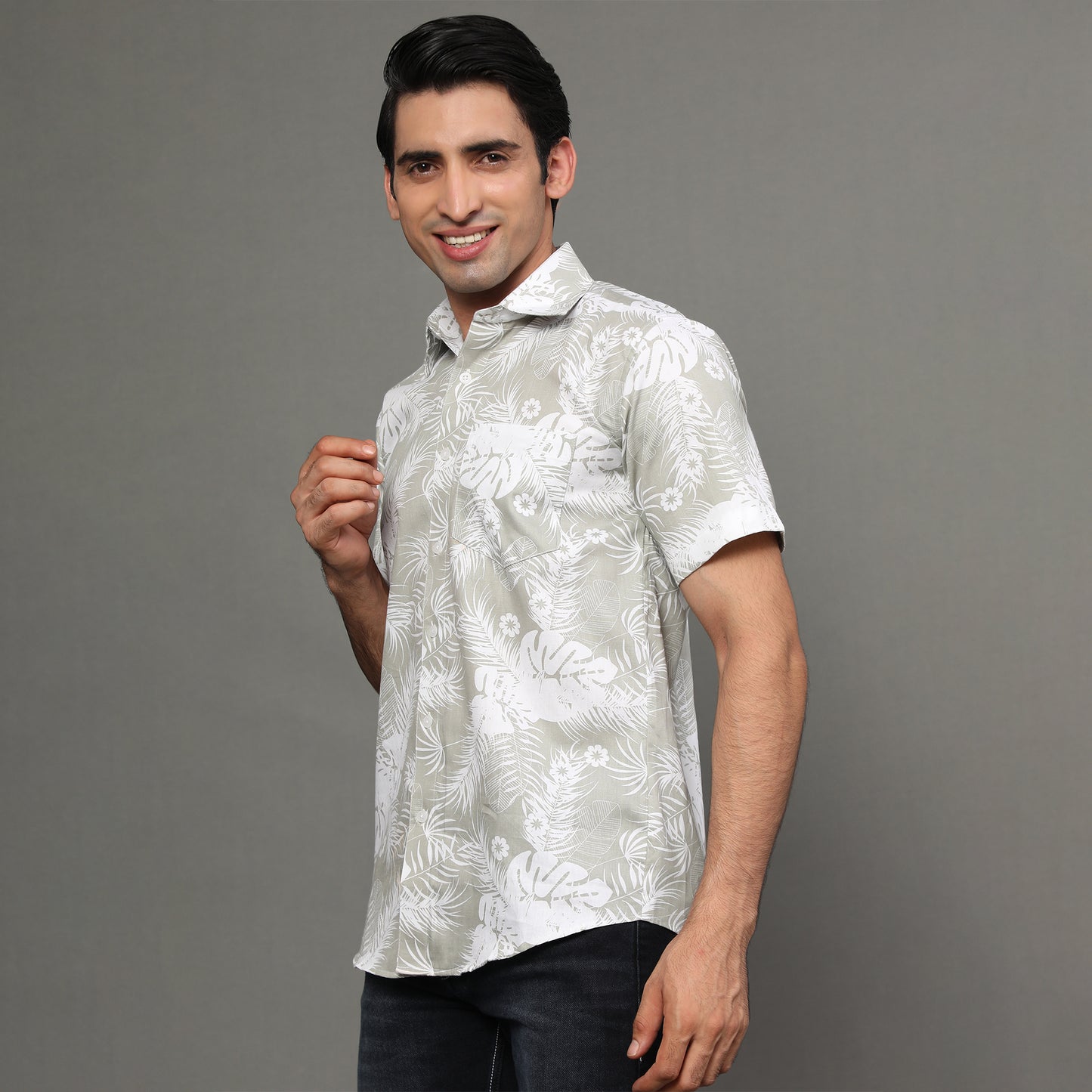 Palm Printed Cotton Shirt | Koash by Nidhi Collection