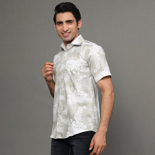 Palm Printed Cotton Shirt | Koash by Nidhi Collection