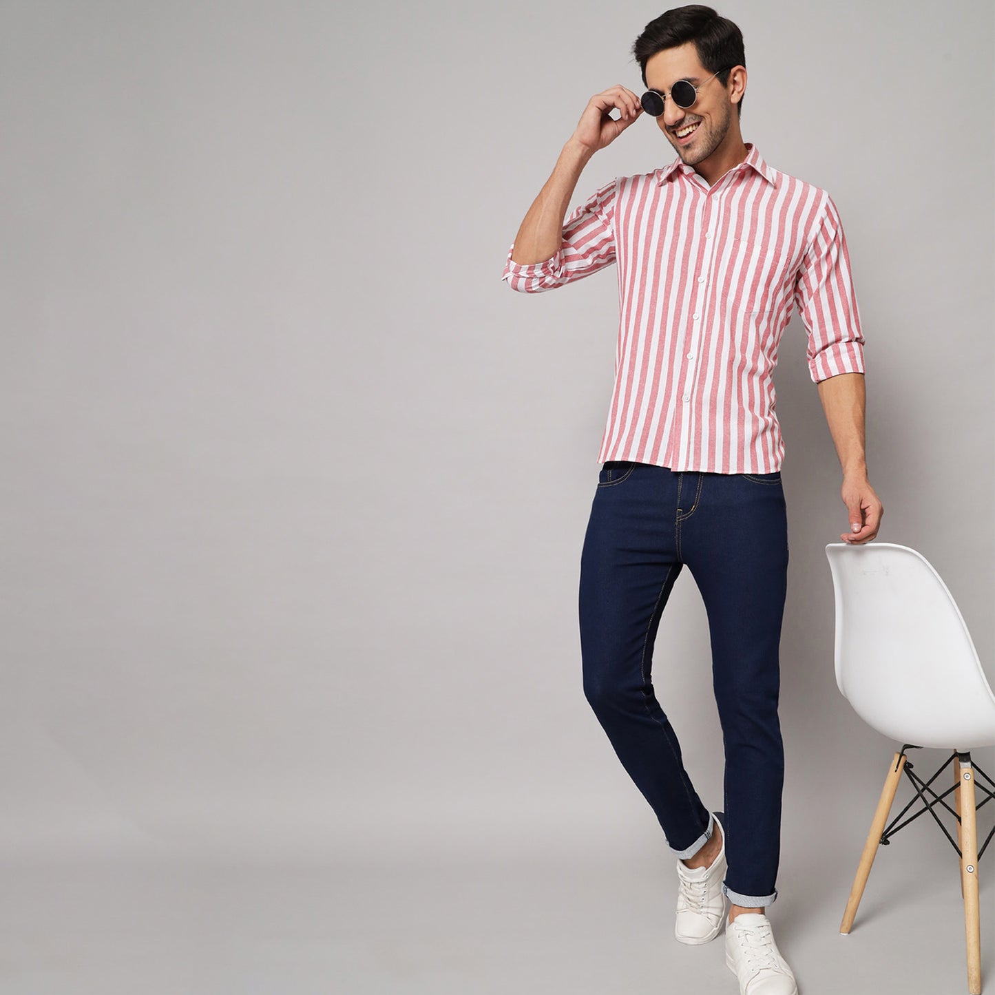 Red Striped Shirt – Cotton & Linen Blend | Koash by Nidhi Collection