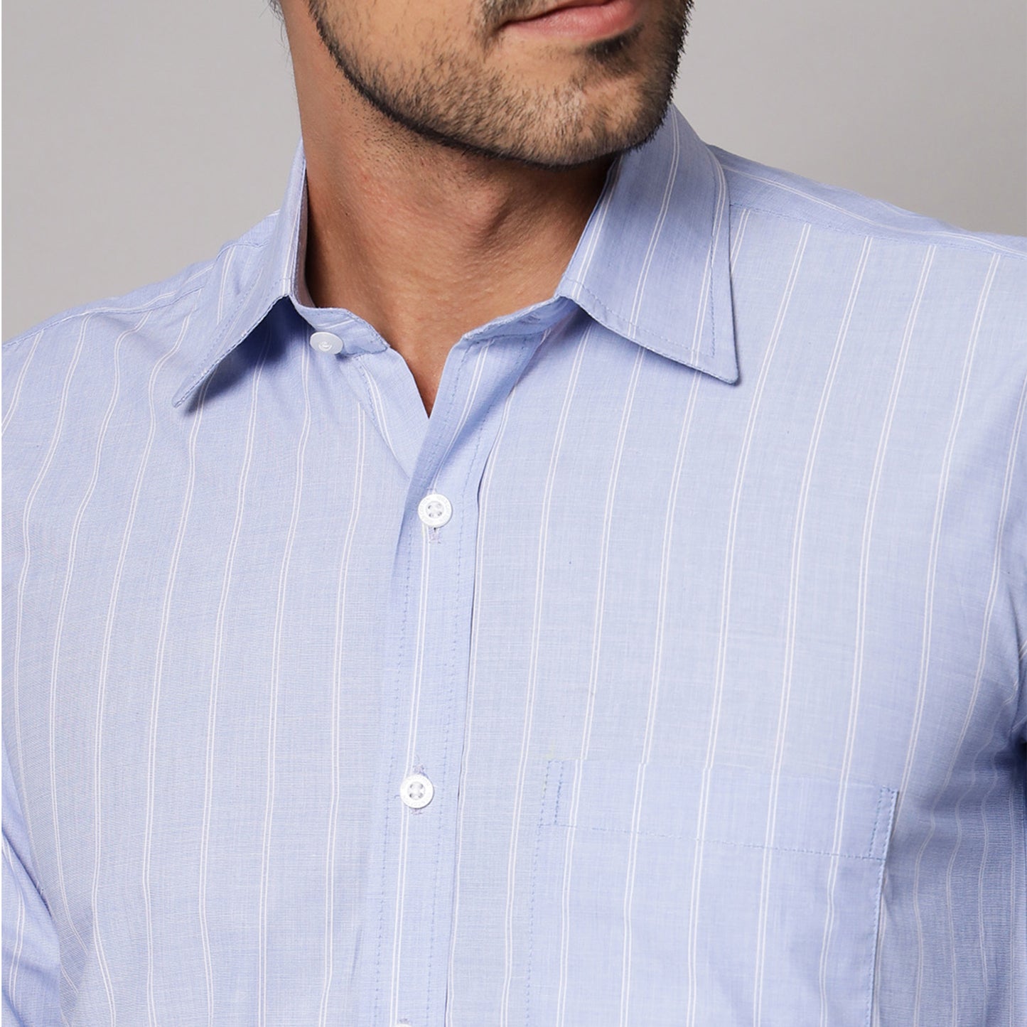 White & Blue Striped Shirt – 100% Cotton | Koash by Nidhi Collection