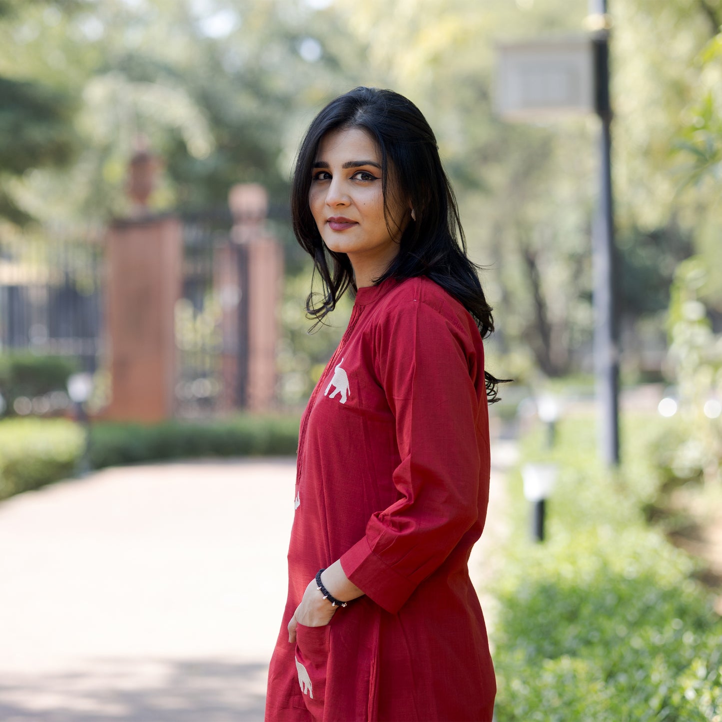 Royal Elephant Red Cotton Co-ord Set