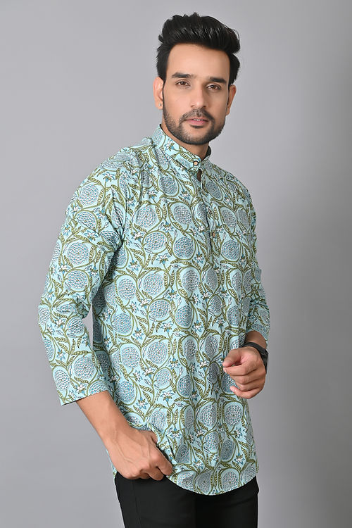 Blue Jungle Printed Short Kurta
