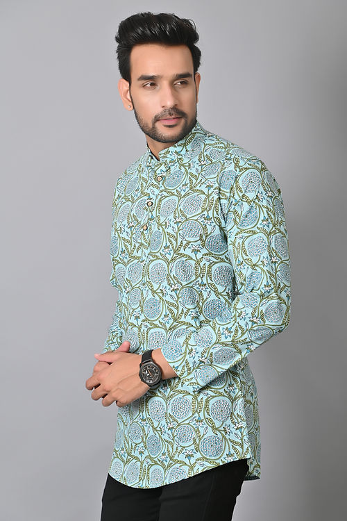 Blue Jungle Printed Short Kurta