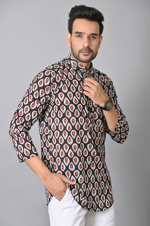 Black Petal Short Kurta