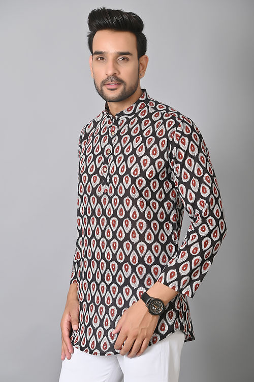 Black Petal Short Kurta