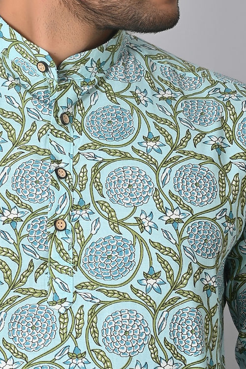 Blue Jungle Printed Short Kurta