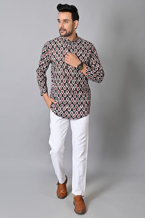Black Petal Short Kurta