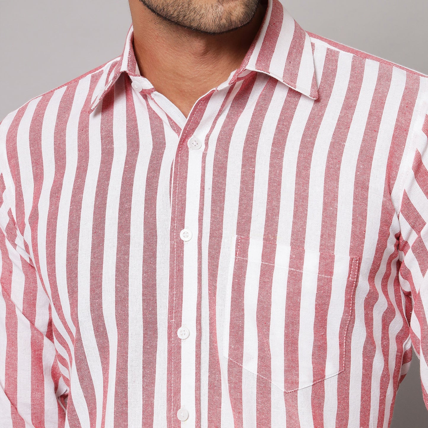 Red Striped Shirt – Cotton & Linen Blend | Koash by Nidhi Collection