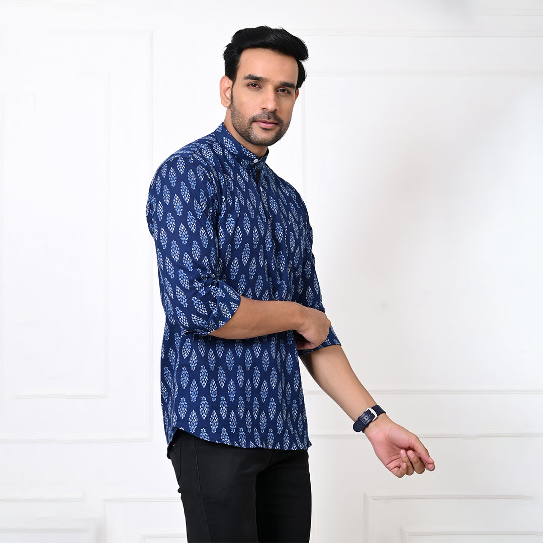 Indigo Blue Motif Short Kurta