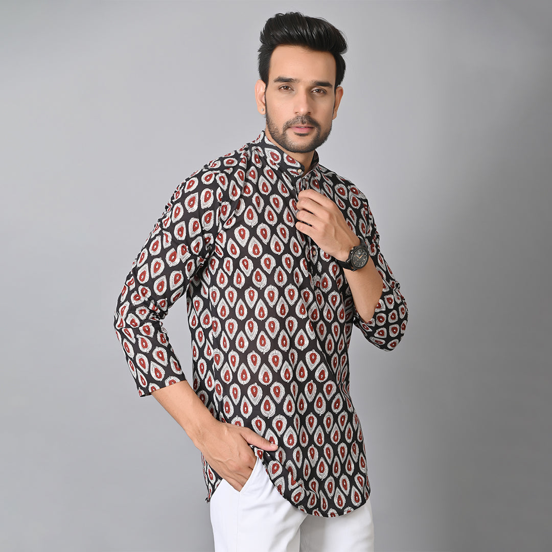 Black Petal Short Kurta