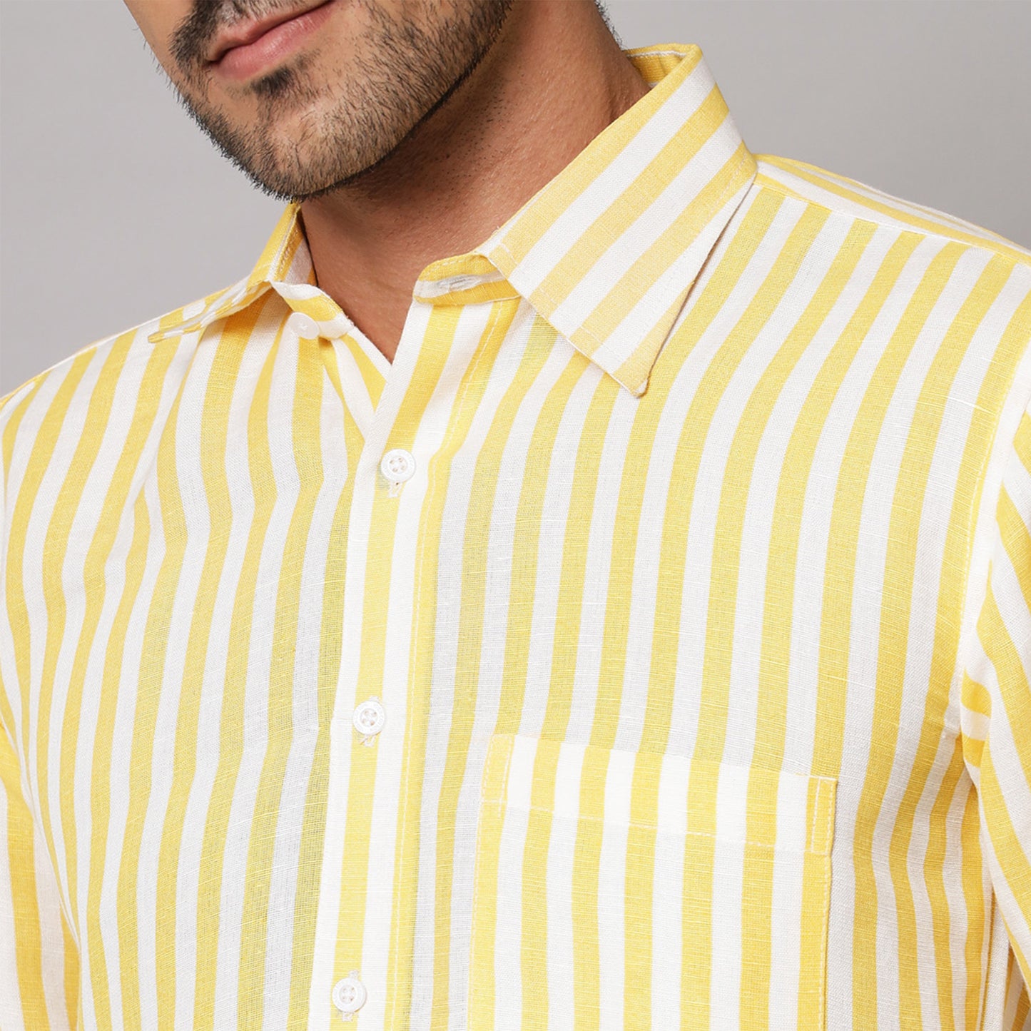 Yellow Striped Shirt – 100% Linen | Koash by Nidhi Collection