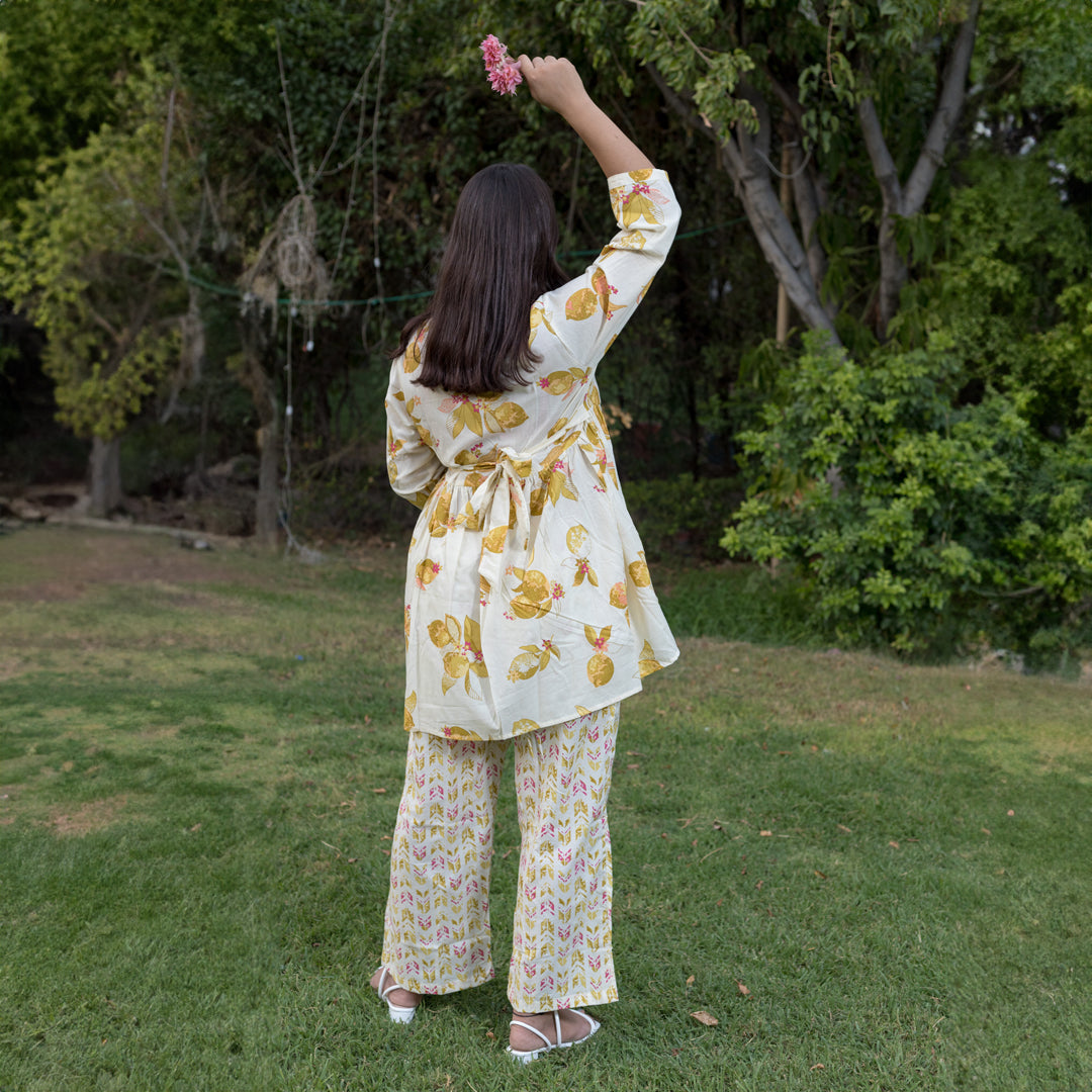 Beige Floral Co Ord Set