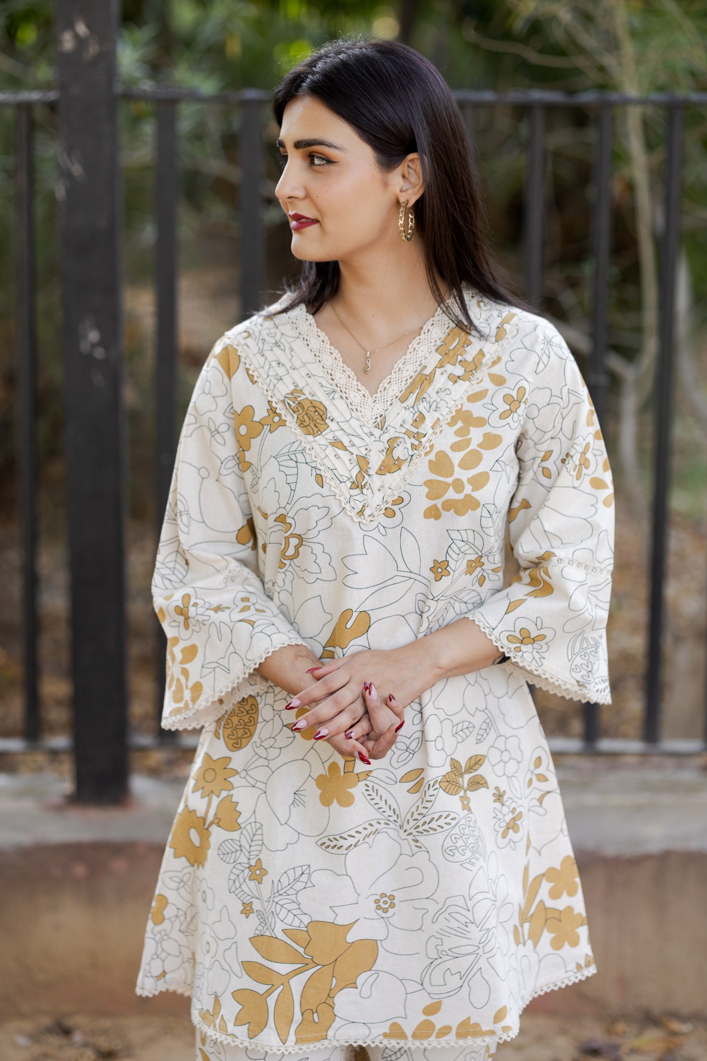 Mustard Floral Lace Co-ord Set