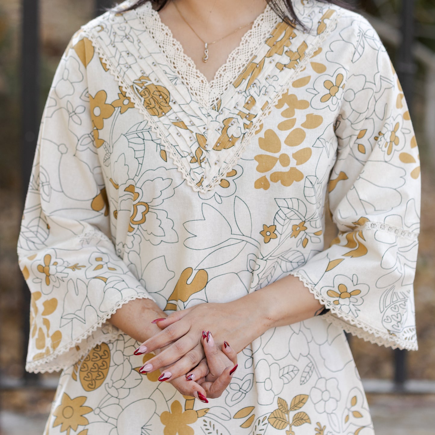 Mustard Floral Lace Co-ord Set