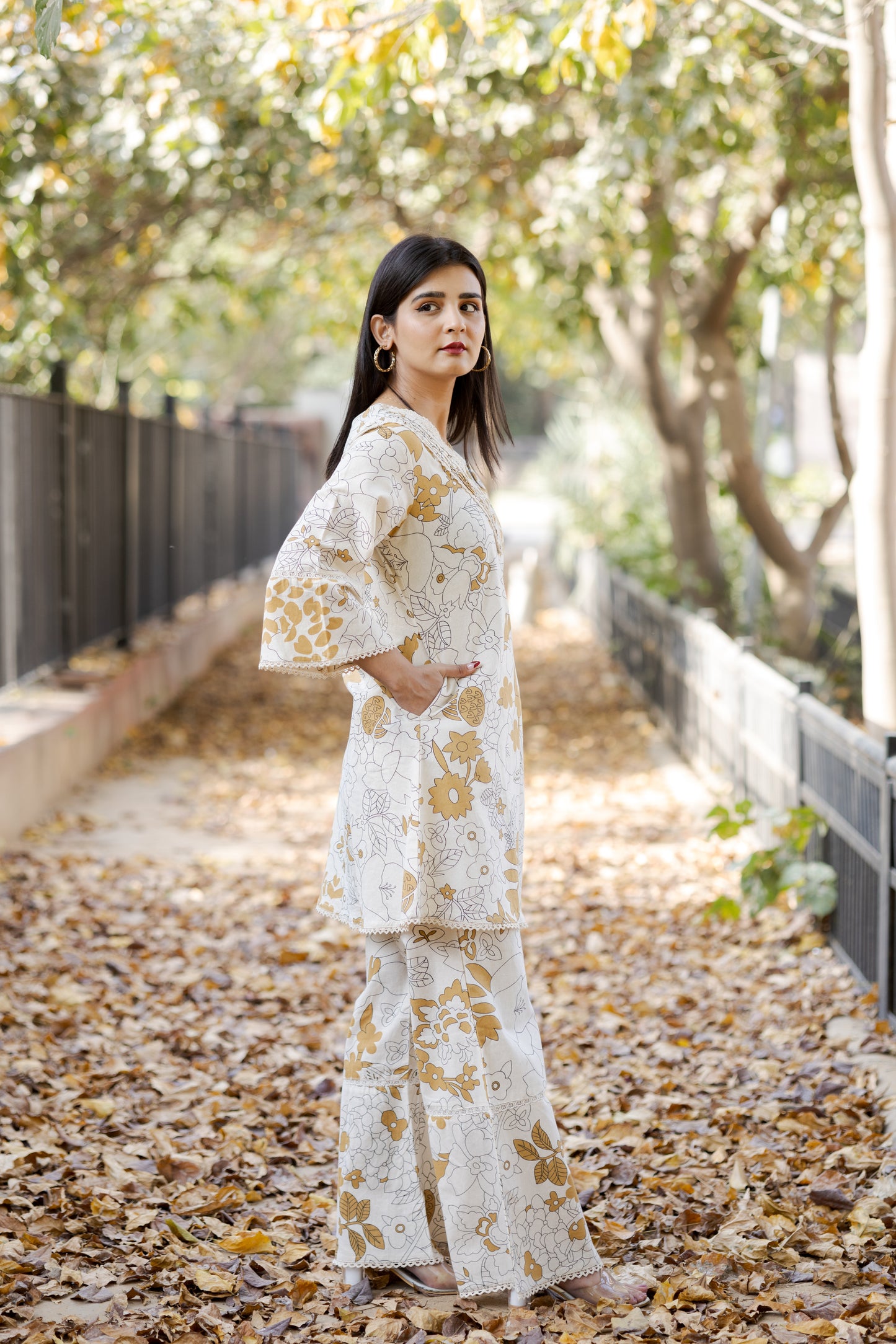 Mustard Floral Lace Co-ord Set