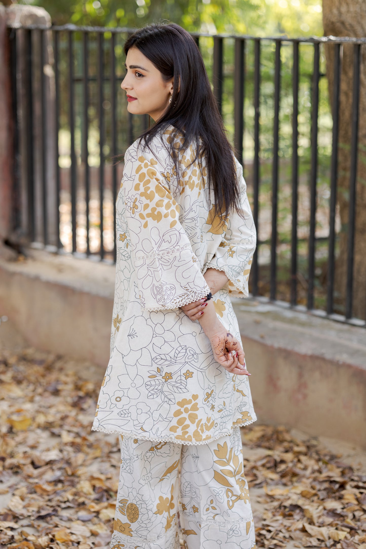 Mustard Floral Lace Co-ord Set
