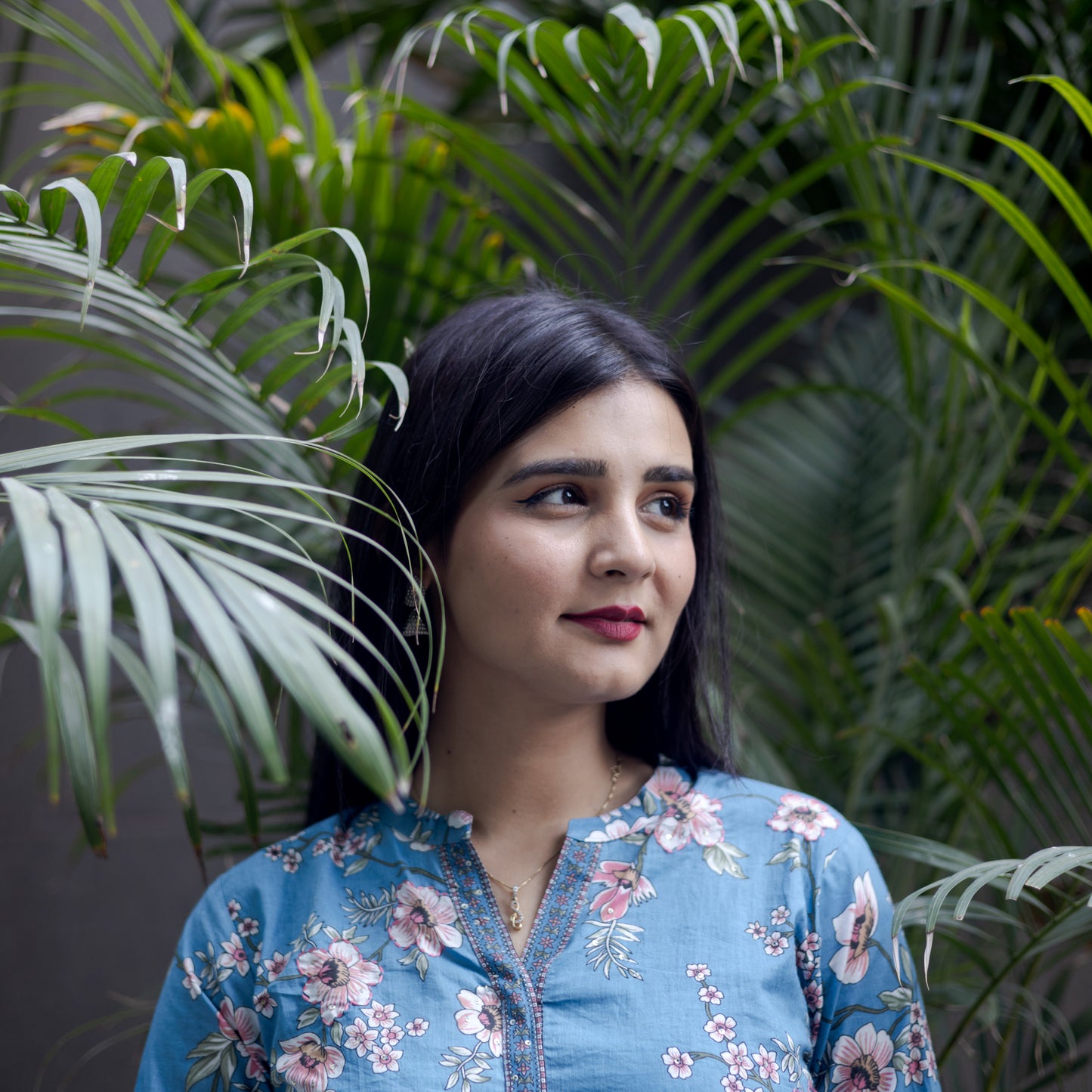 Ethnic Floral Blue Printed Suit