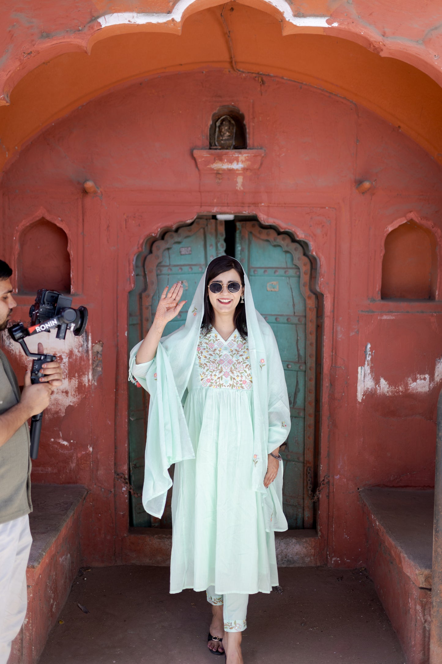 Mint Green Embroidered Anarkali Suit Set