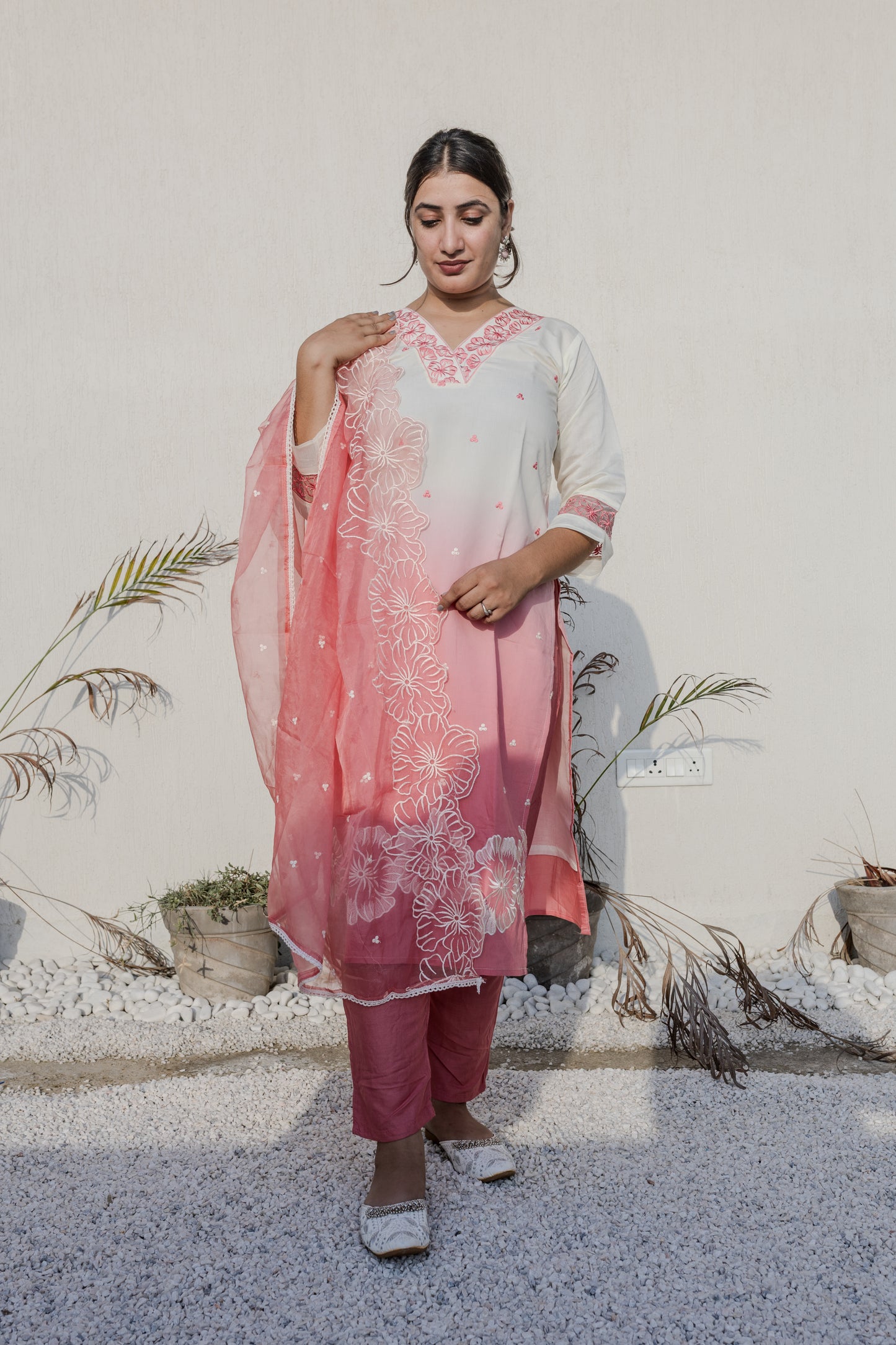 Blush Ombre Embroidered Suit