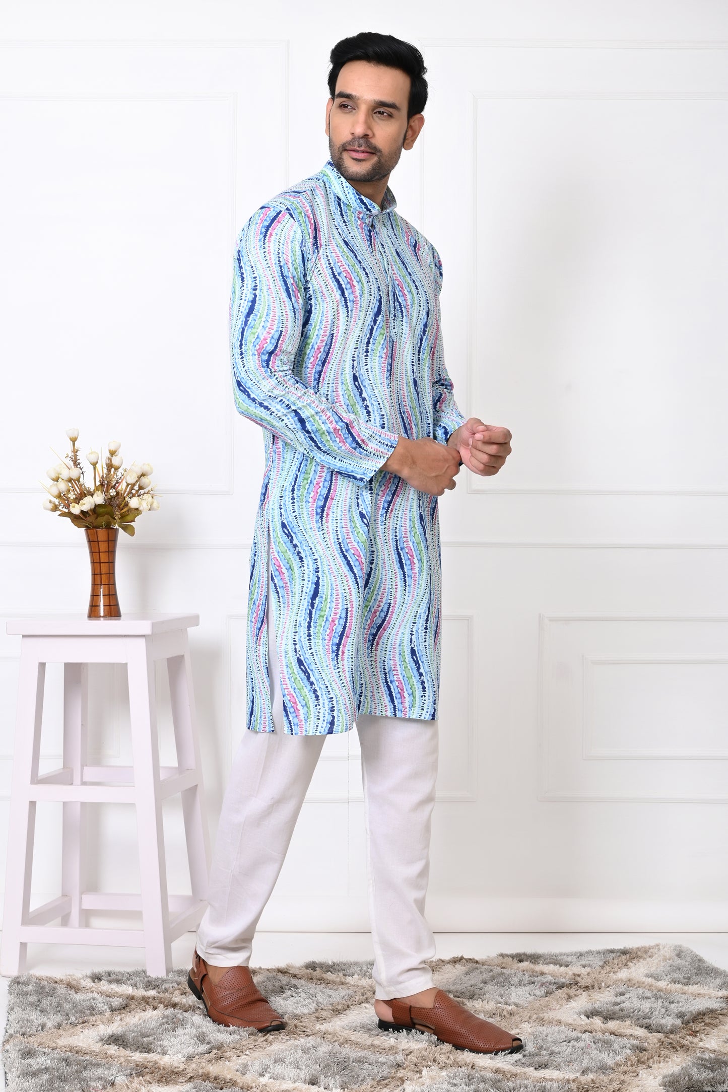 Blue Shibori Multicolor long kurta