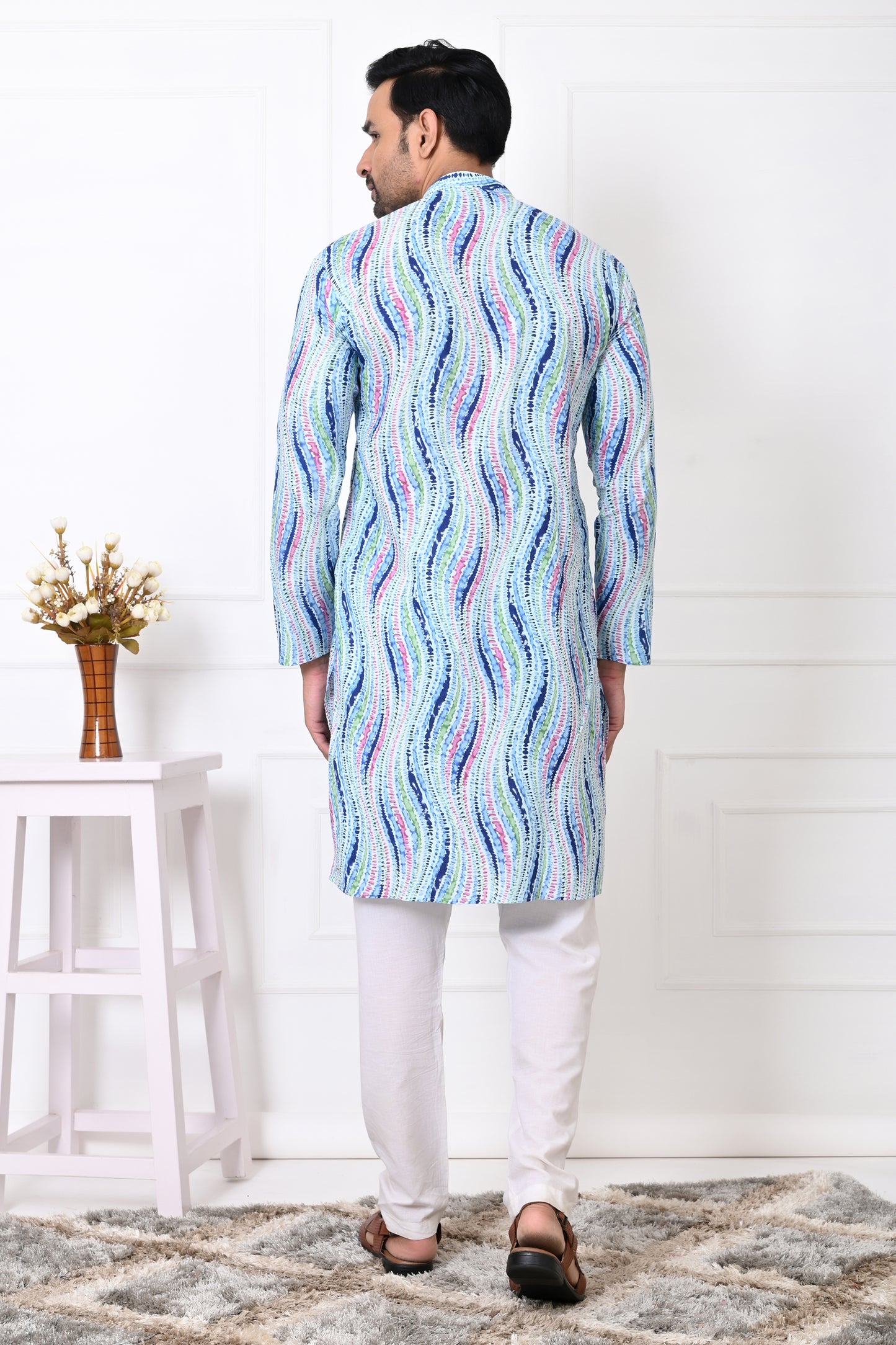 Blue Shibori Multicolor long kurta