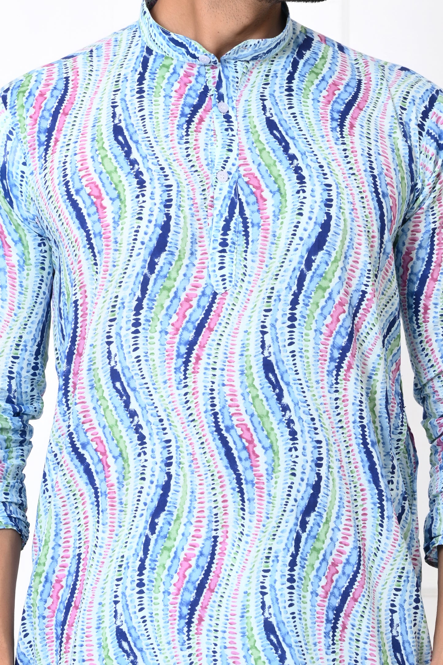 Blue Shibori Multicolor long kurta