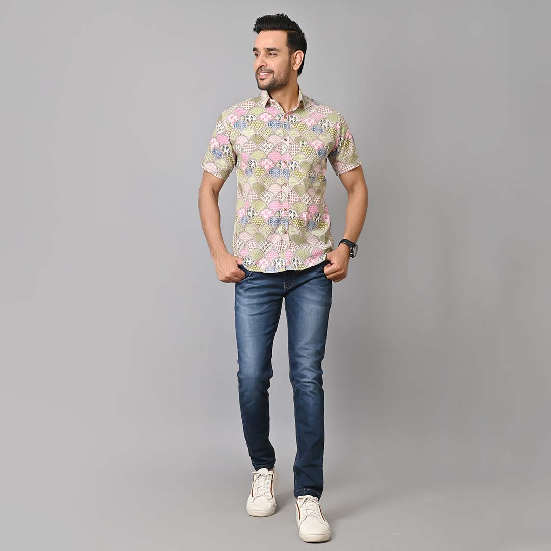 Boho Inspired Printed Half Sleeves Shirt