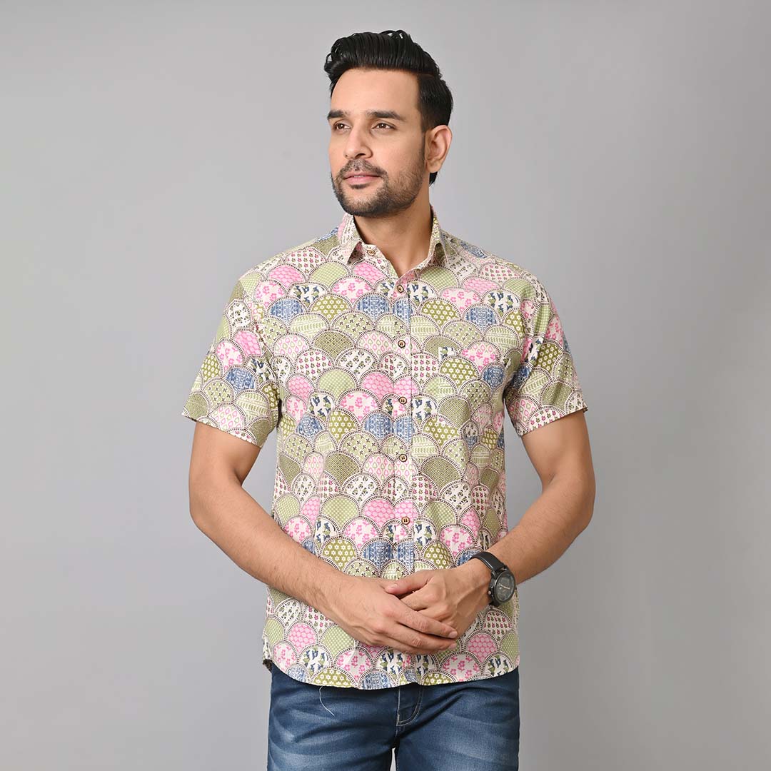 Boho Inspired Printed Half Sleeves Shirt