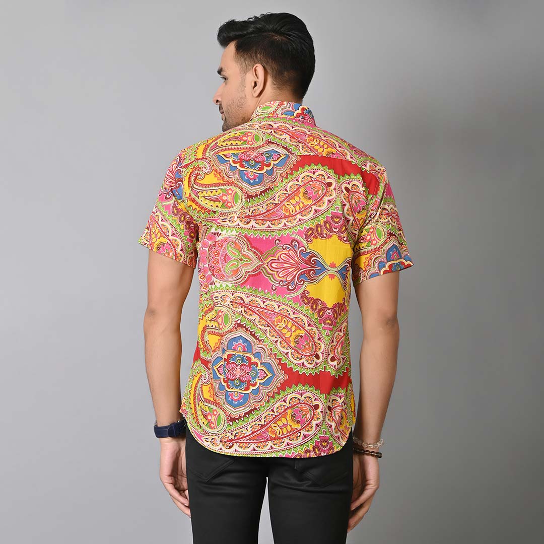 Multicolor Paisley Printed Half Sleeves Shirt
